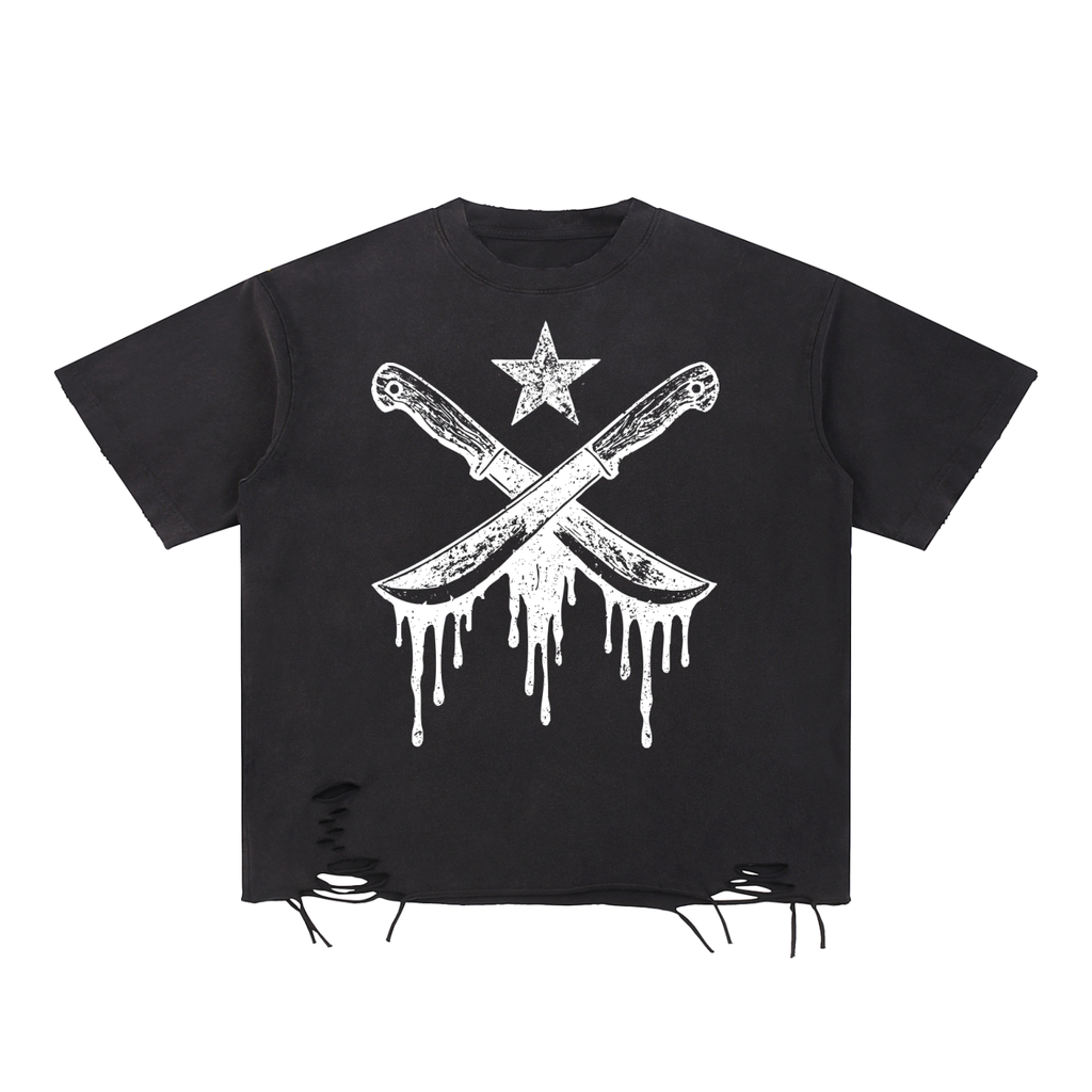 Snow Washed Raw-Hem T-Shirt