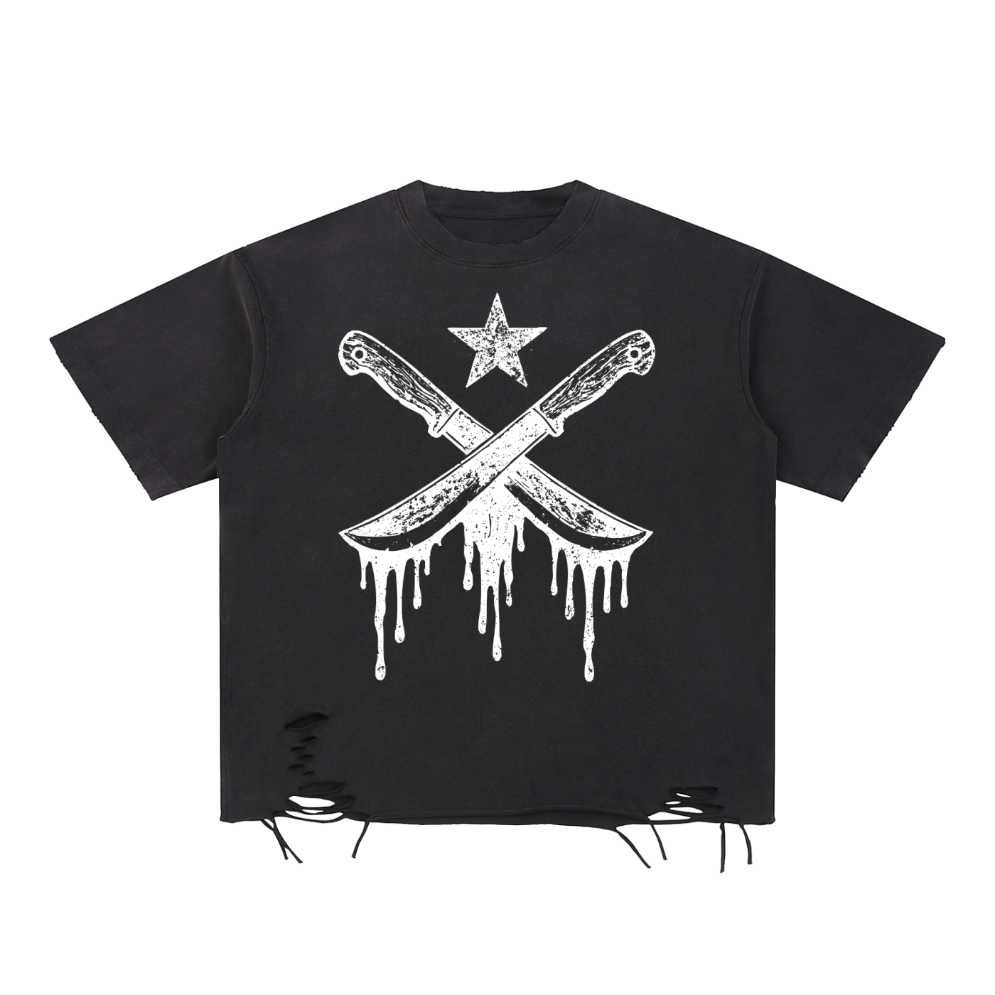 Snow Washed Raw-Hem T-Shirt