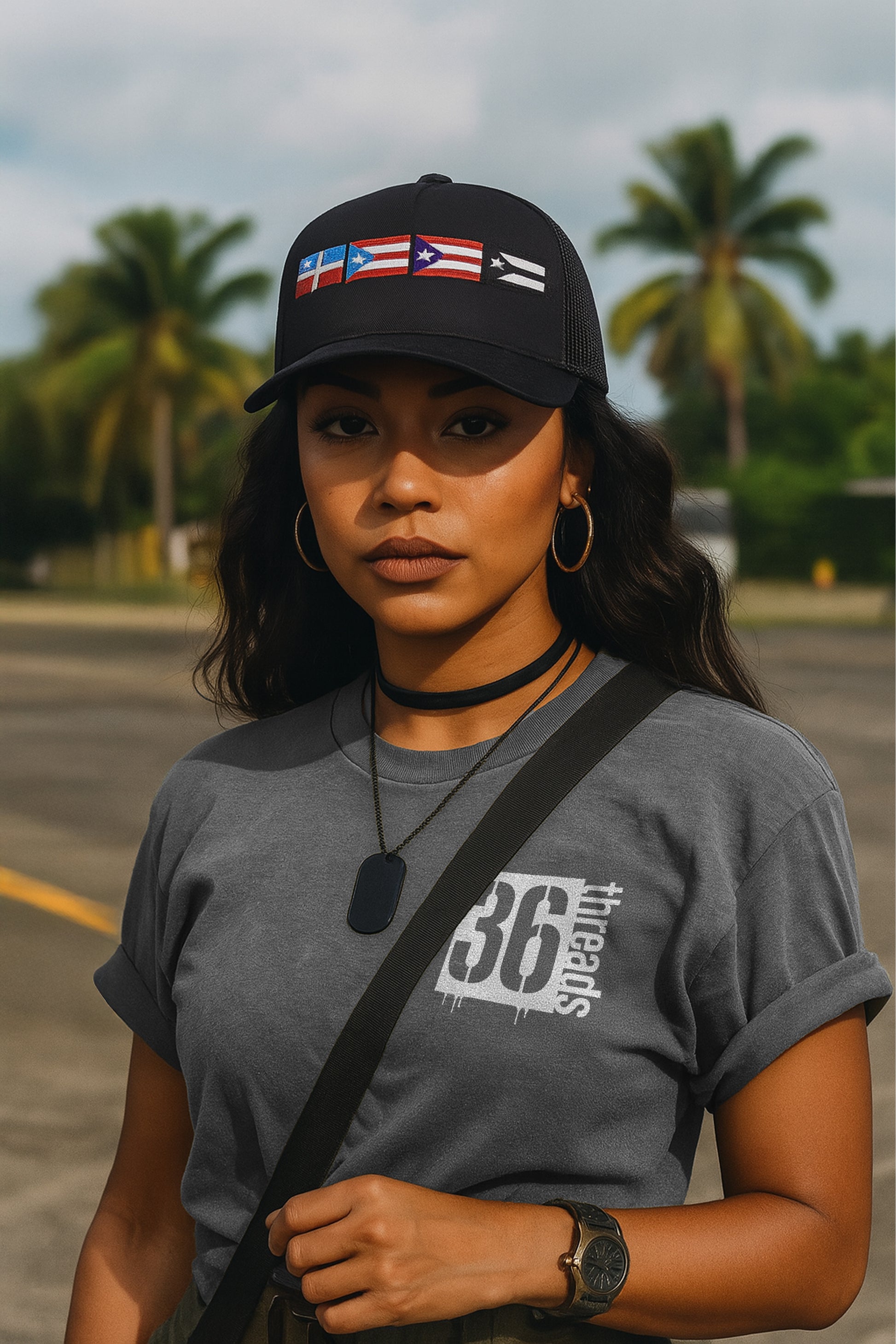 La Bandera — Black Embroidered Trucker
